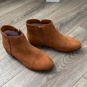 Girls Suede Ankle Boots in Cognac